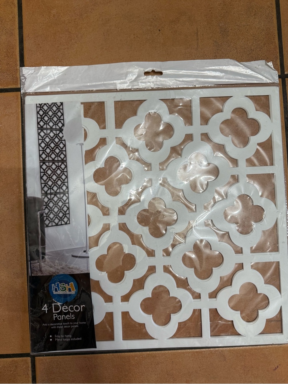 White Moroccan Pattern Wall Decor Panels - Set of 4